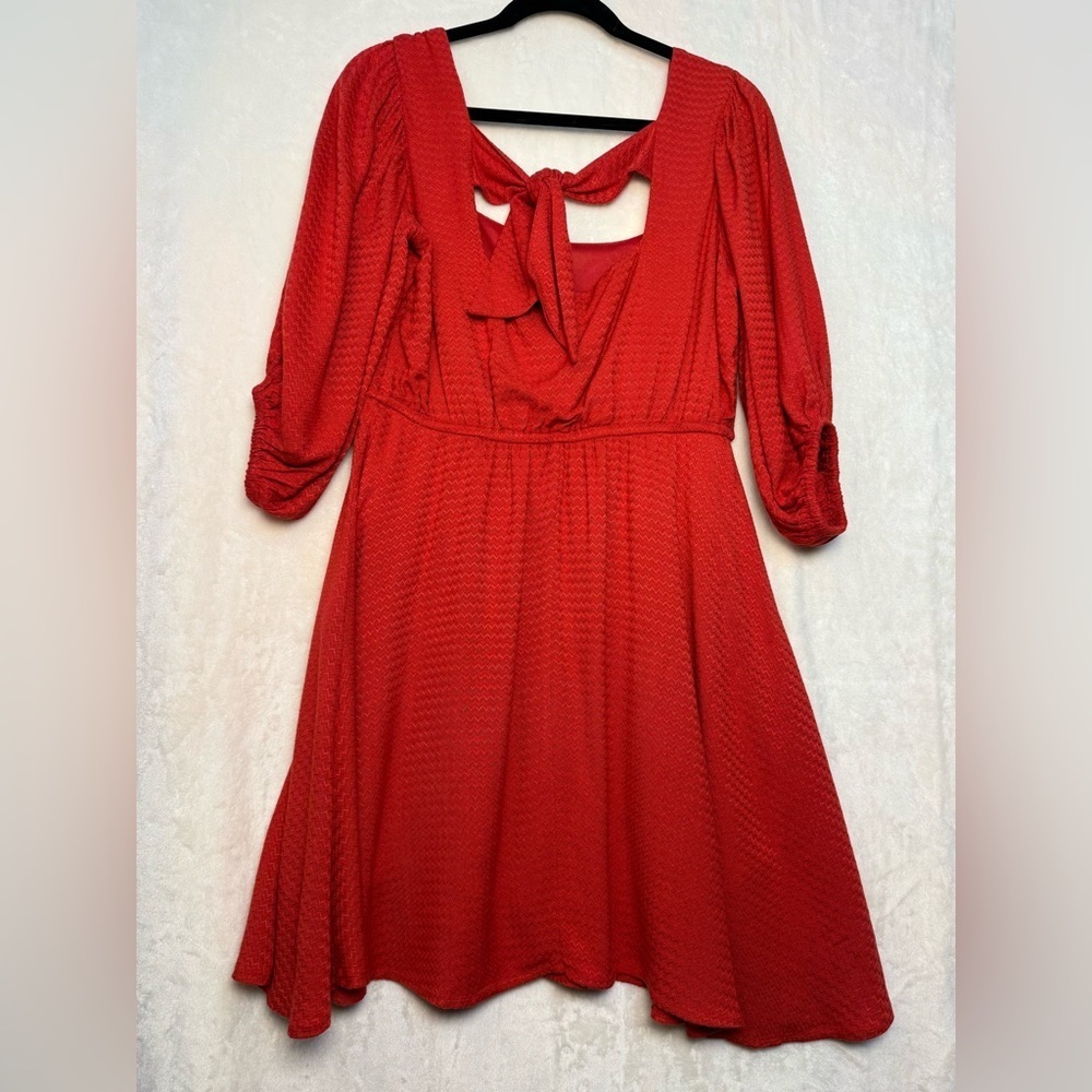 BAND OF THE FREE Josette Red Puff Sleeve Mini Dress - Picture 6 of 9